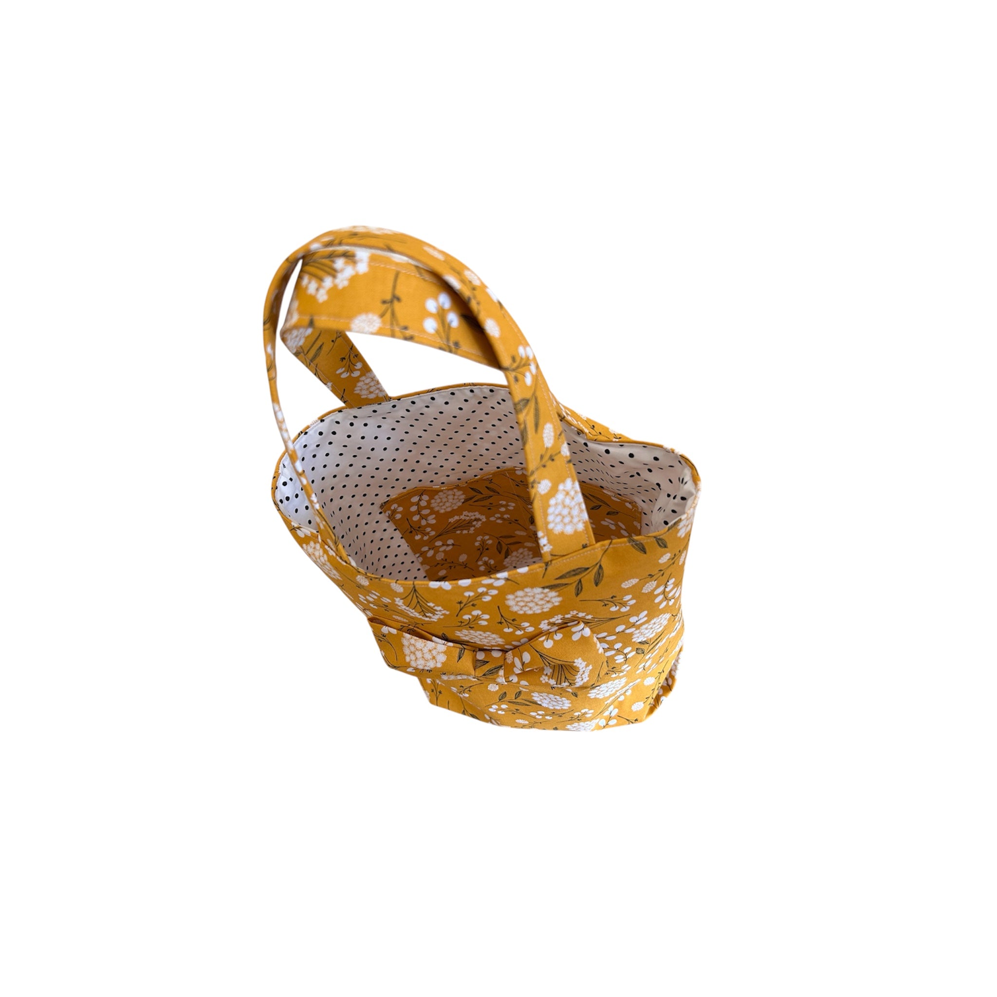 Bright Floral Bag With Attached A Bow